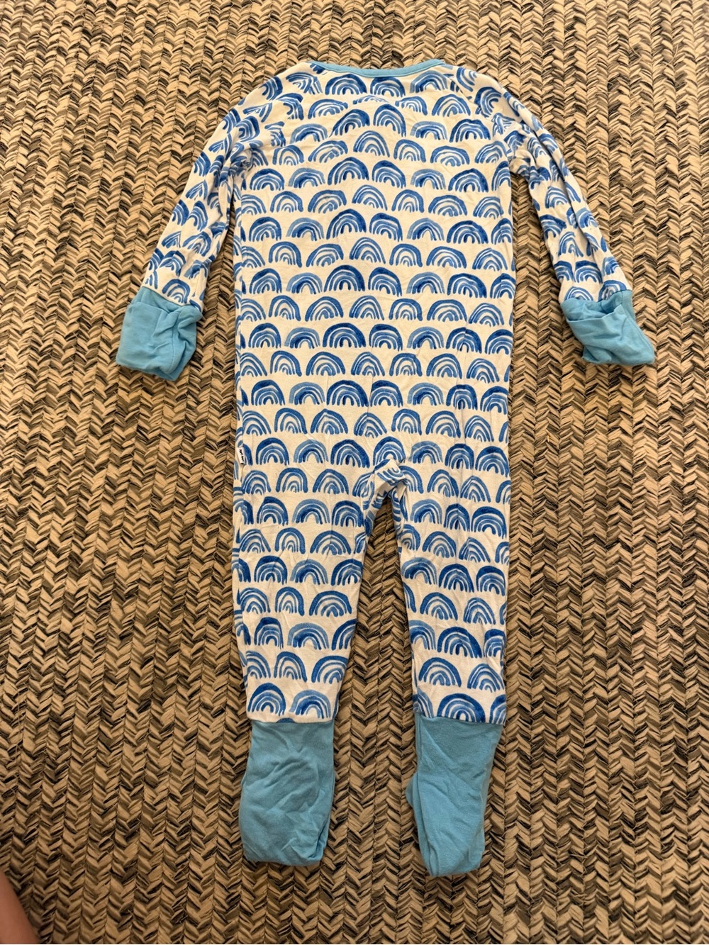 Little Sleepies Blue Rainbow Print Footed One-Piece - Picture 2 of 4